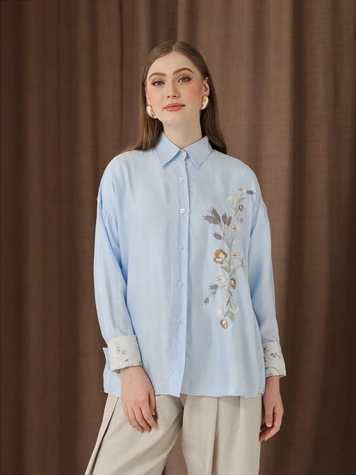 Image of Whisperbloom - Long Sleeve Shirt in Sky