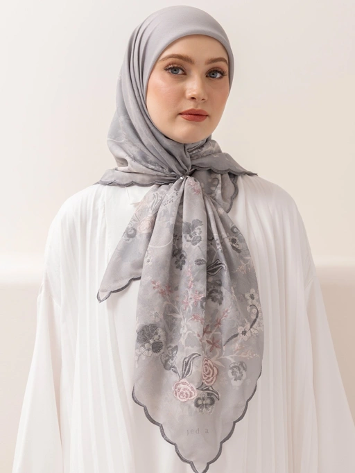 Image of Whisperbloom - Artful Hijab in Grey