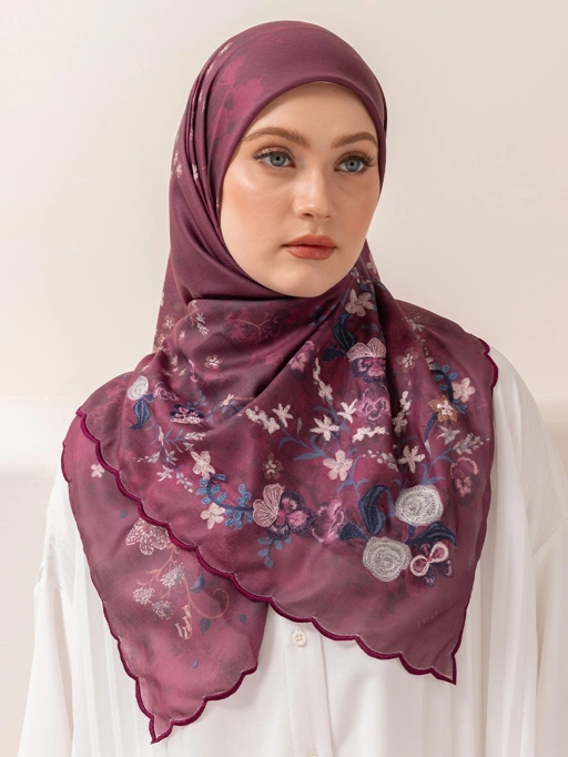 Image of Whisperbloom - Artful Hijab in Burgundy