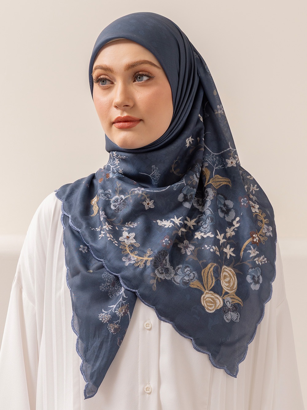 Whisperbloom - Artful Hijab in Navy