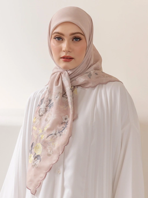 Image of Whisperbloom - Artful Hijab in Nude