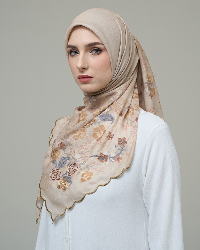 Whisperbloom - Artful Hijab in Cream