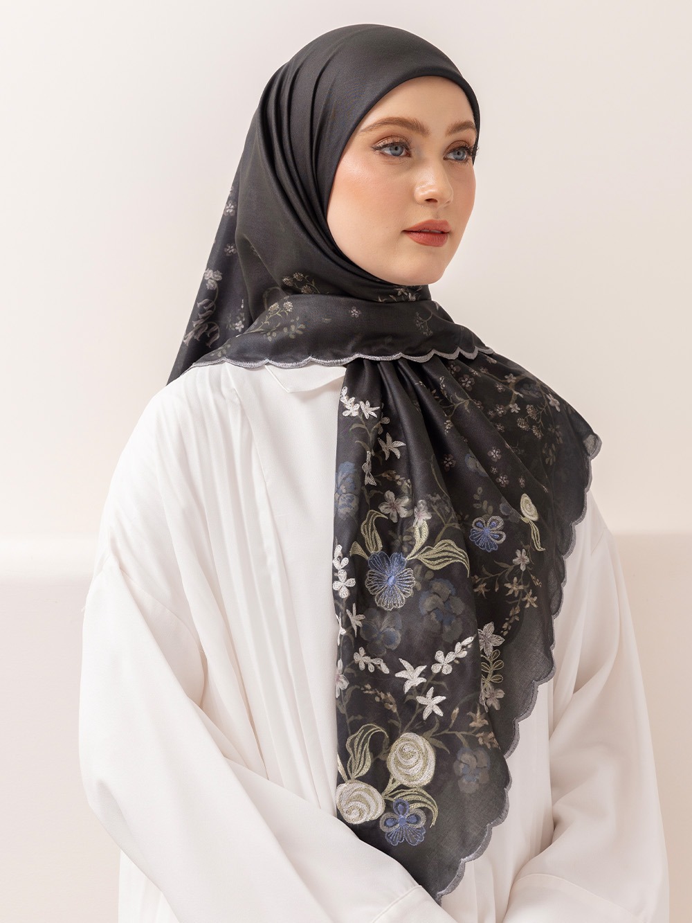 Whisperbloom - Artful Hijab in Black