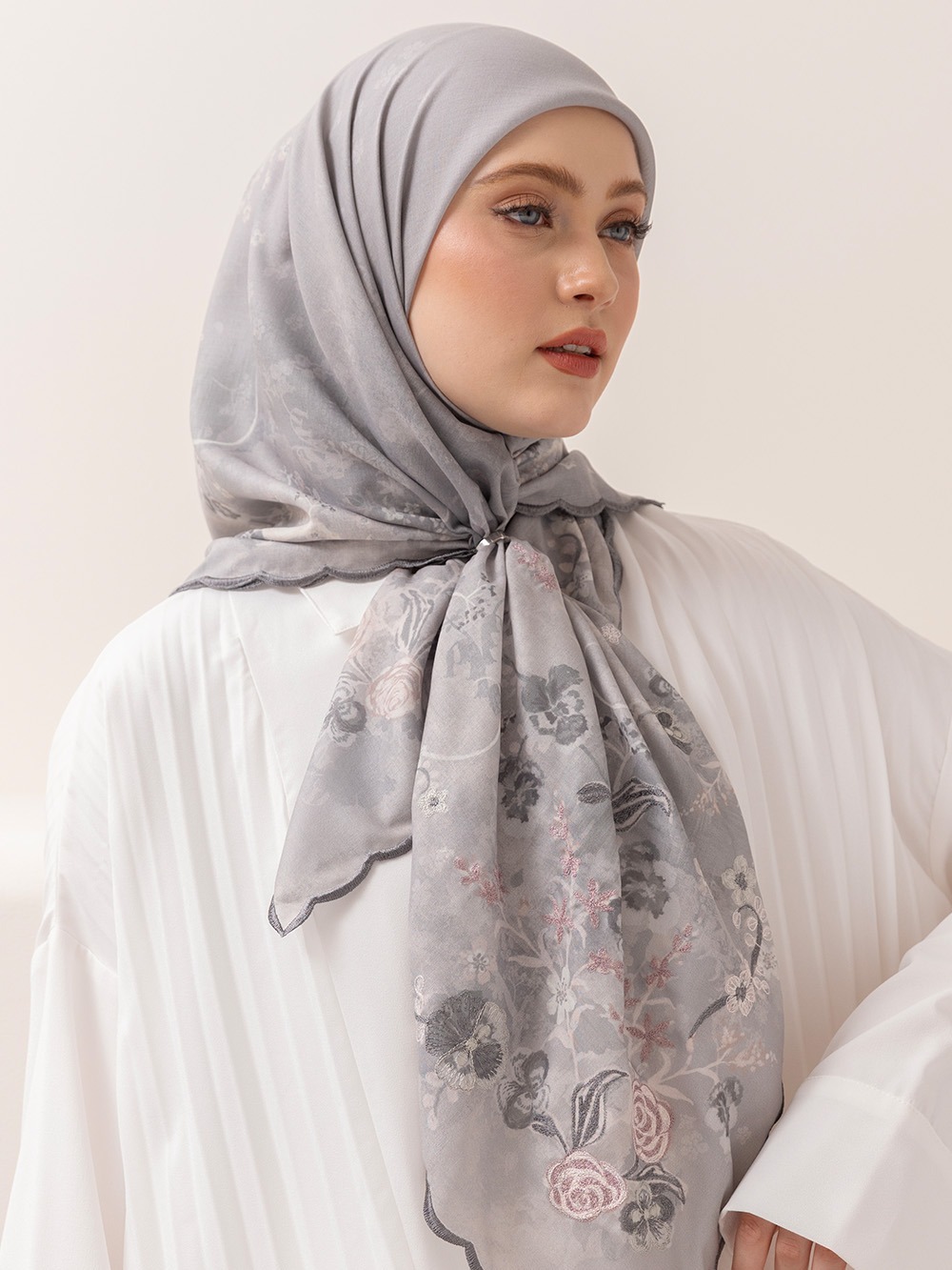 Whisperbloom - Artful Hijab in Grey