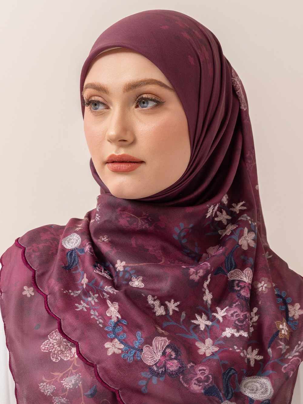 Whisperbloom - Artful Hijab in Burgundy