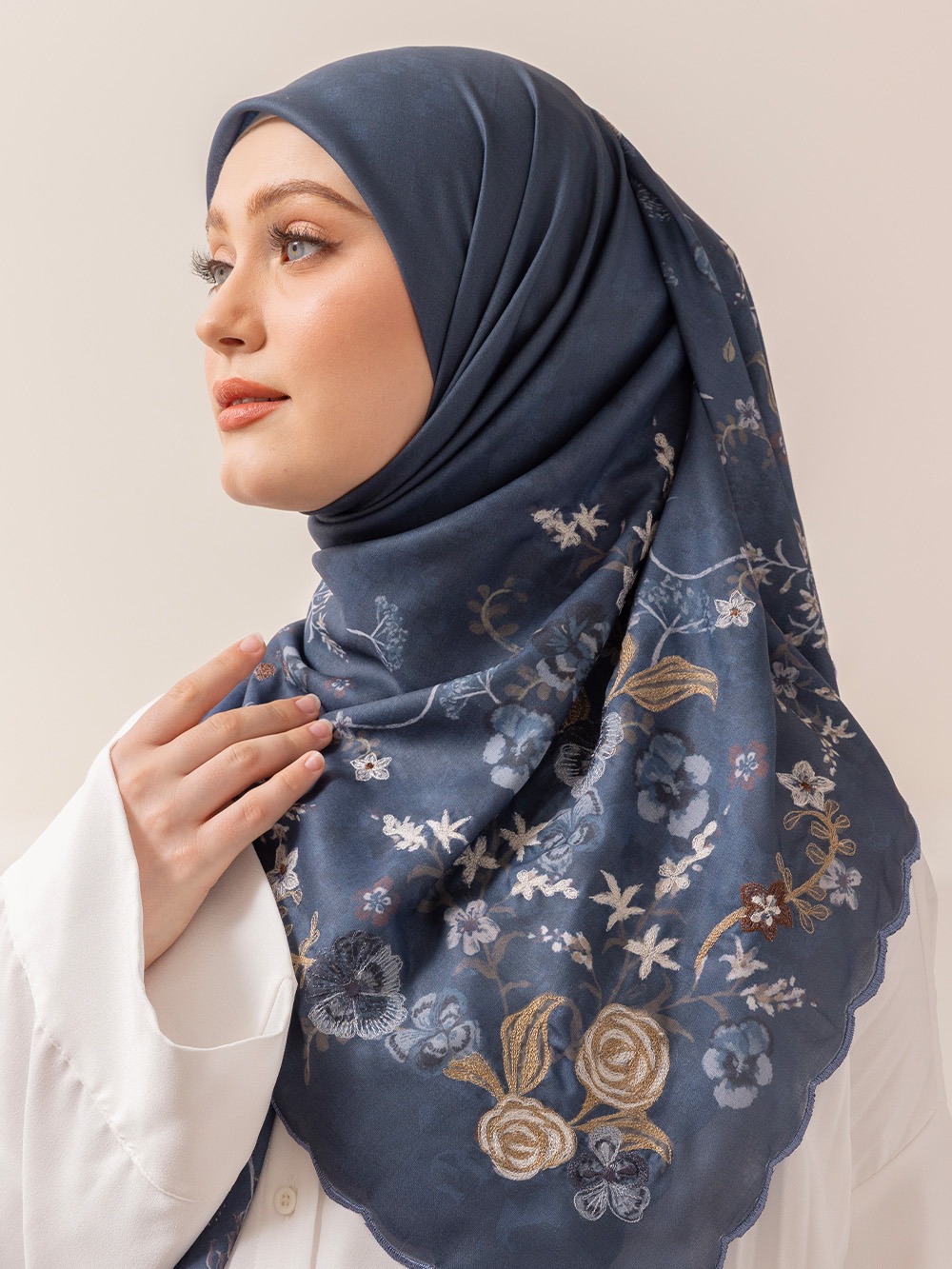 Whisperbloom - Artful Hijab in Navy