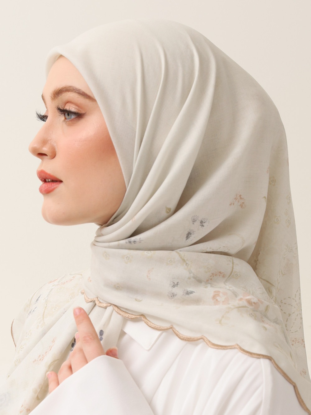 Whisperbloom - Artful Hijab in Pearl