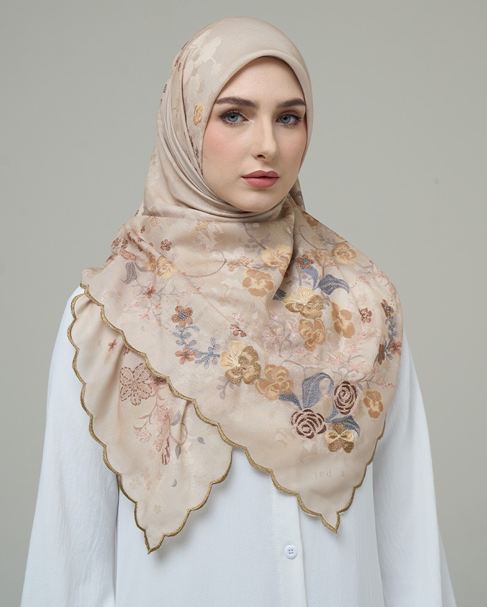 Whisperbloom - Artful Hijab in Cream