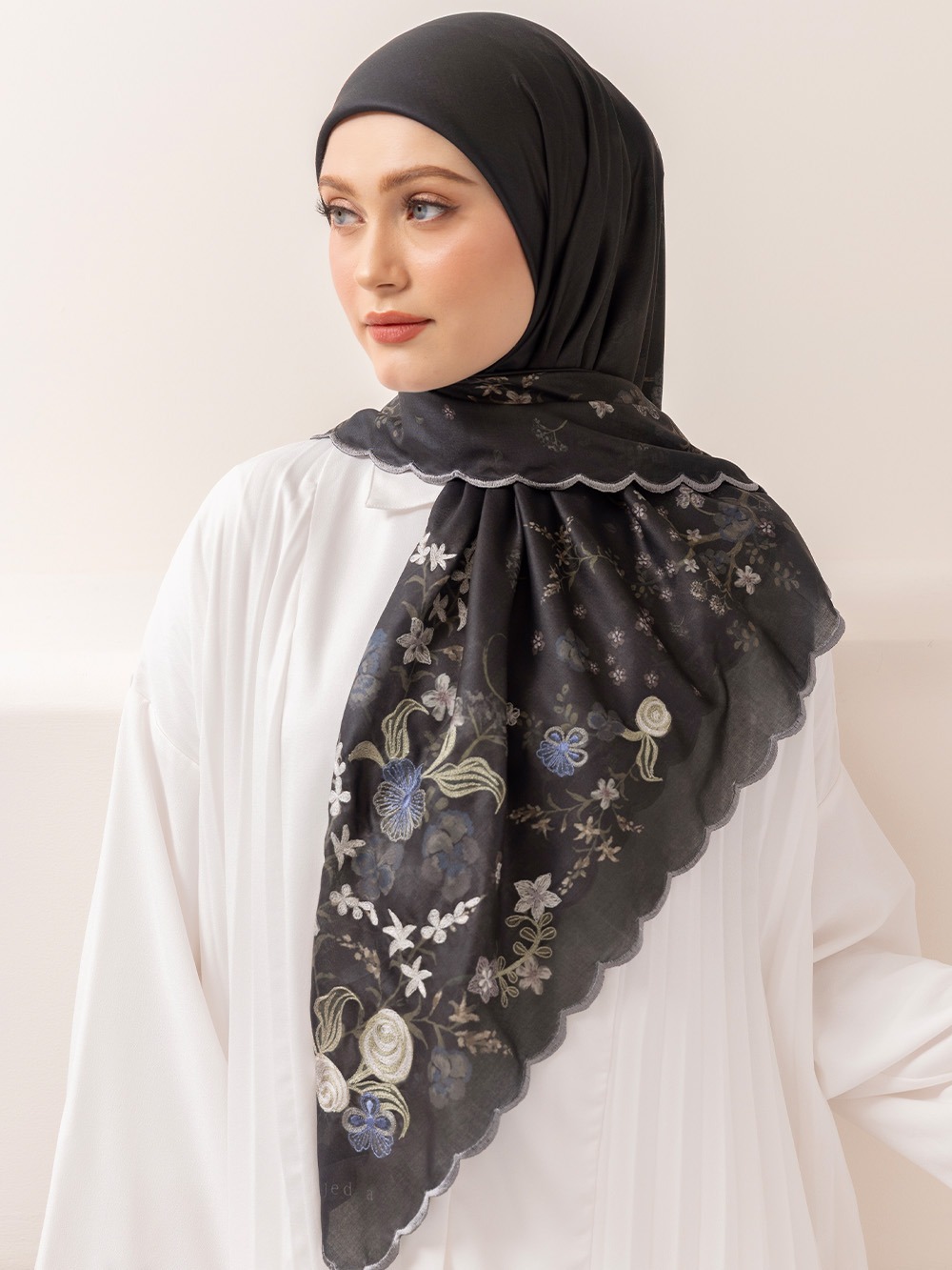 Whisperbloom - Artful Hijab in Black