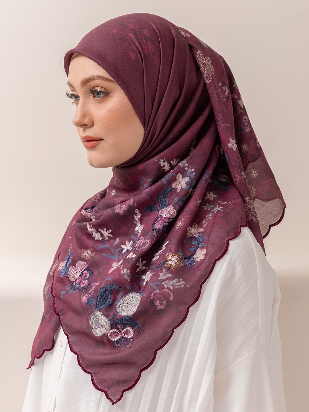 Whisperbloom - Artful Hijab in Burgundy
