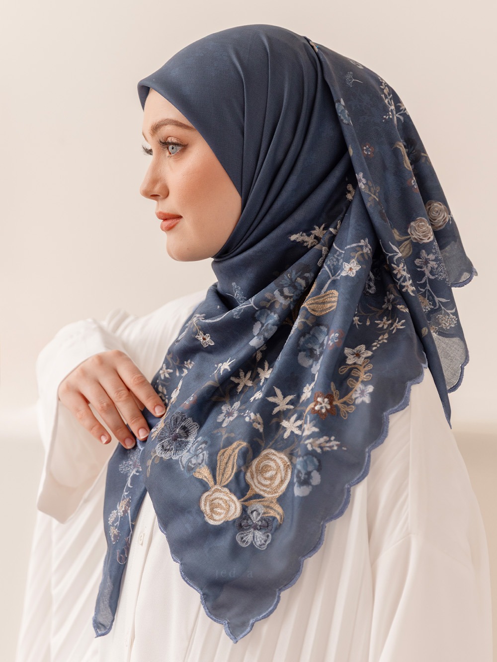 Whisperbloom - Artful Hijab in Navy