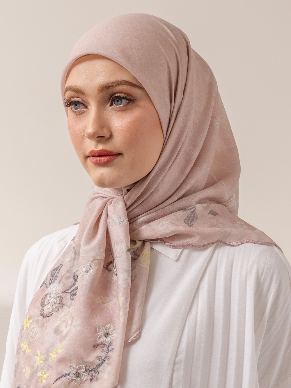 Whisperbloom - Artful Hijab in Nude
