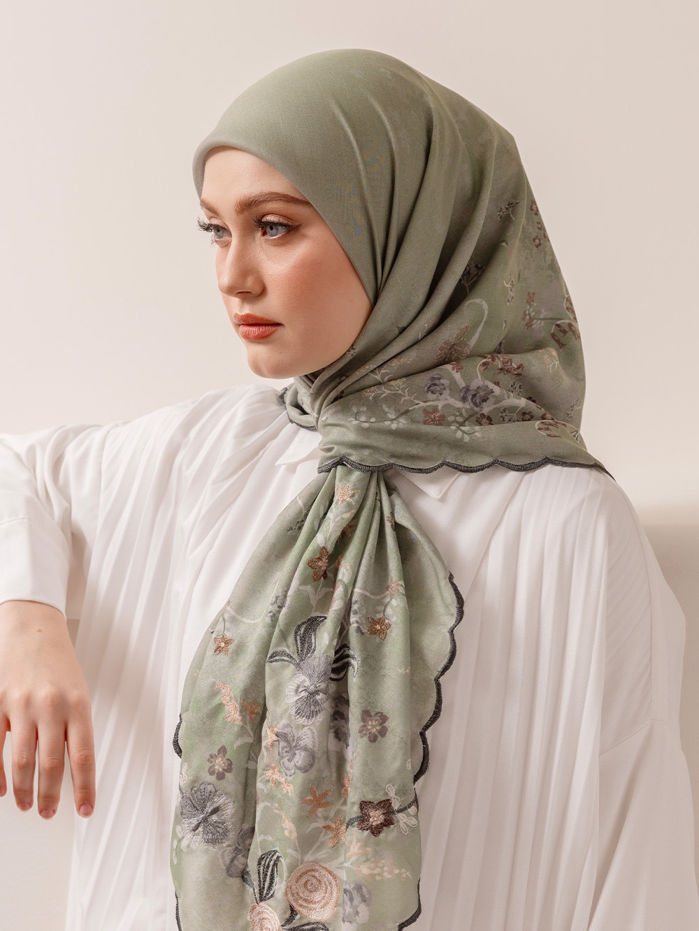 Whisperbloom - Artful Hijab in Moss