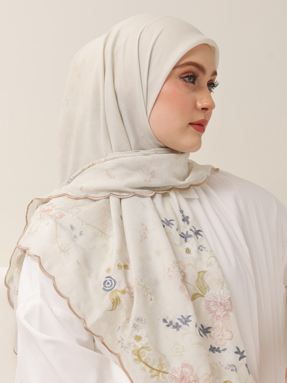 Whisperbloom - Artful Hijab in Pearl