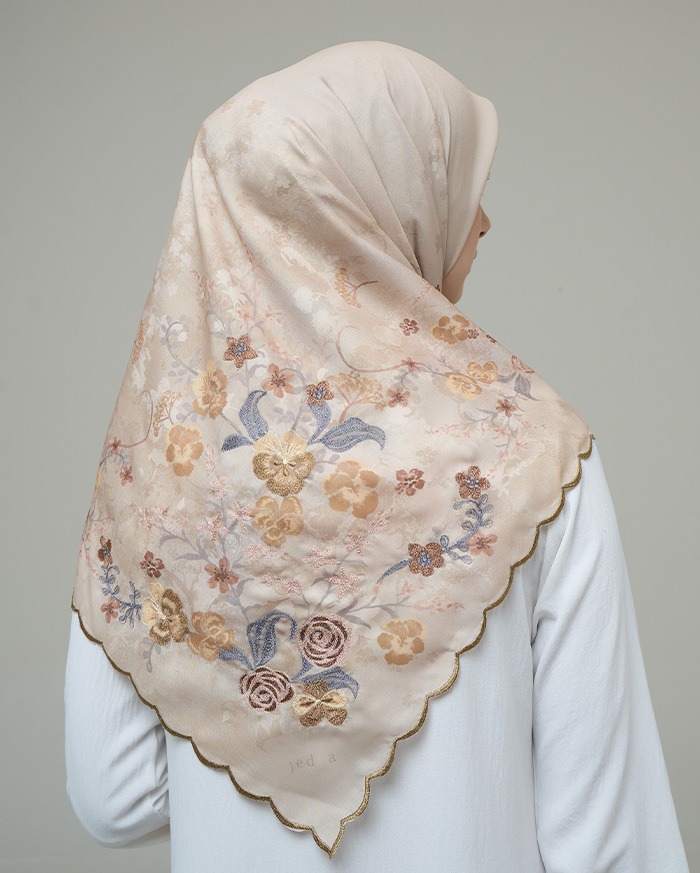 Whisperbloom - Artful Hijab in Cream