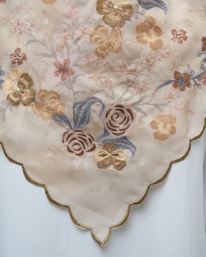 Whisperbloom - Artful Hijab in Cream
