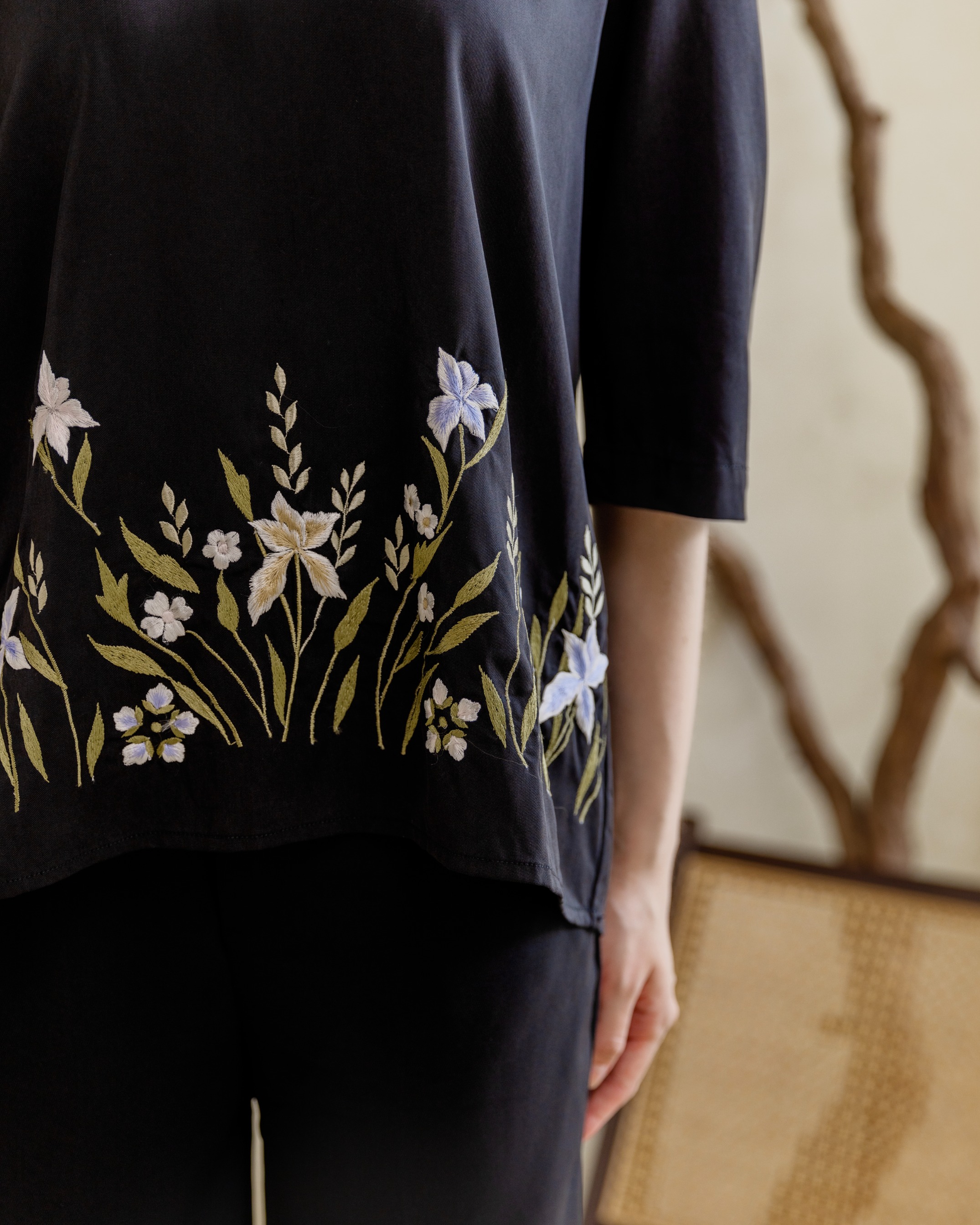 Chitrakala - Puff Sleeve Blouse in Black