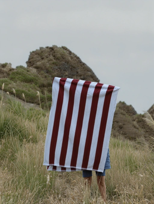Image of Bordeaux Sky Stripes Towel