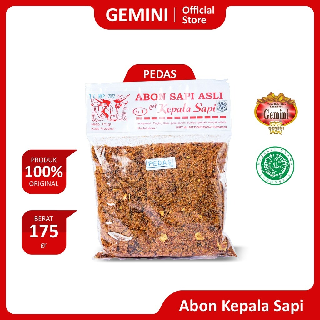 Gemini - Abon Kepala Sapi - Kemasan 175 gr - Abon Pedas dan Abon Manis