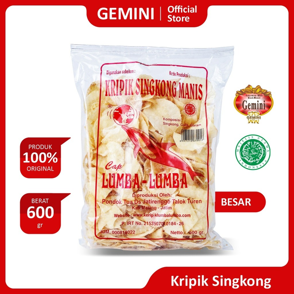 Gemini - KRIPIK SINGKONG CAP LUMBA-LUMBA MANIS GURIH - Kemasan 500gr & 200gr