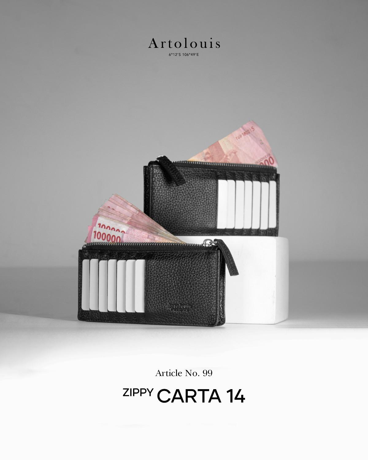 Artolouis no.99 - Zippy Carta 14 (Black Leather) card wallet