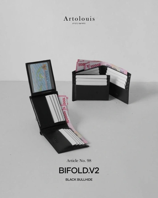 Artolouis Article No.98 Leather Bifold.V2 Wallet ( Black Bullhide )