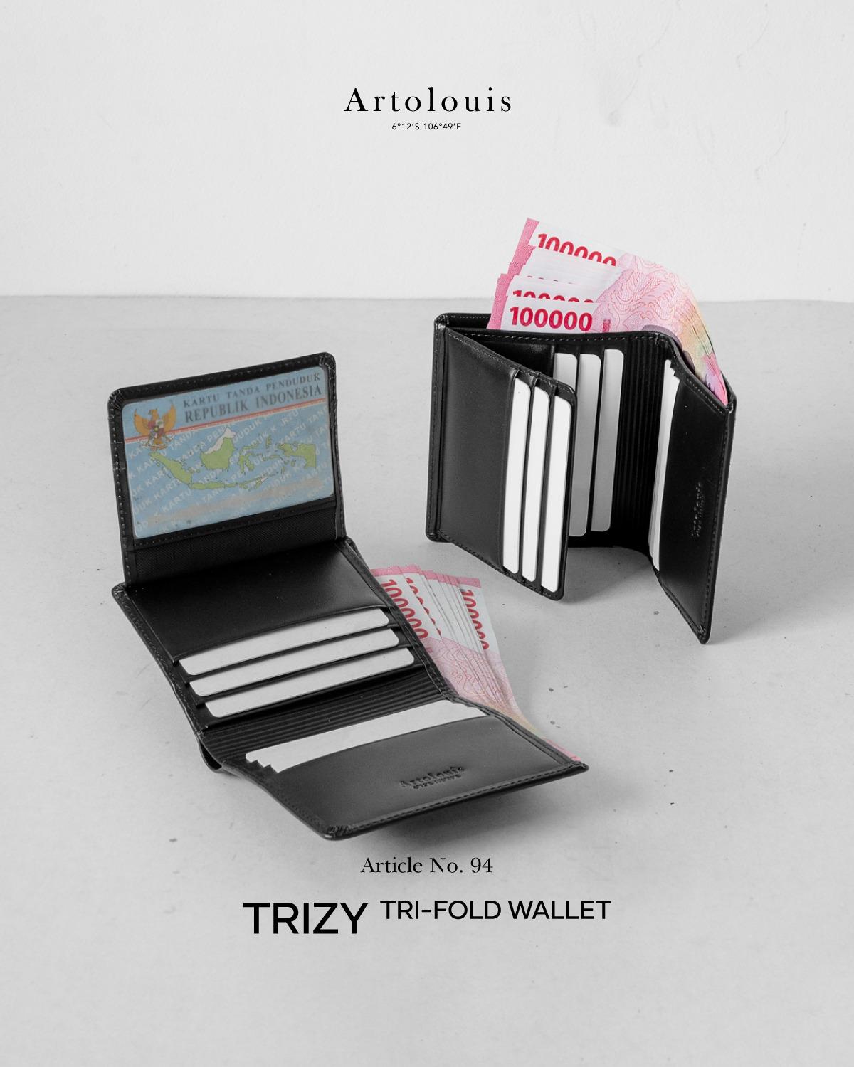 Artolouis Article No.94 - Trizy Tri-fold wallet (Black Bullhide)