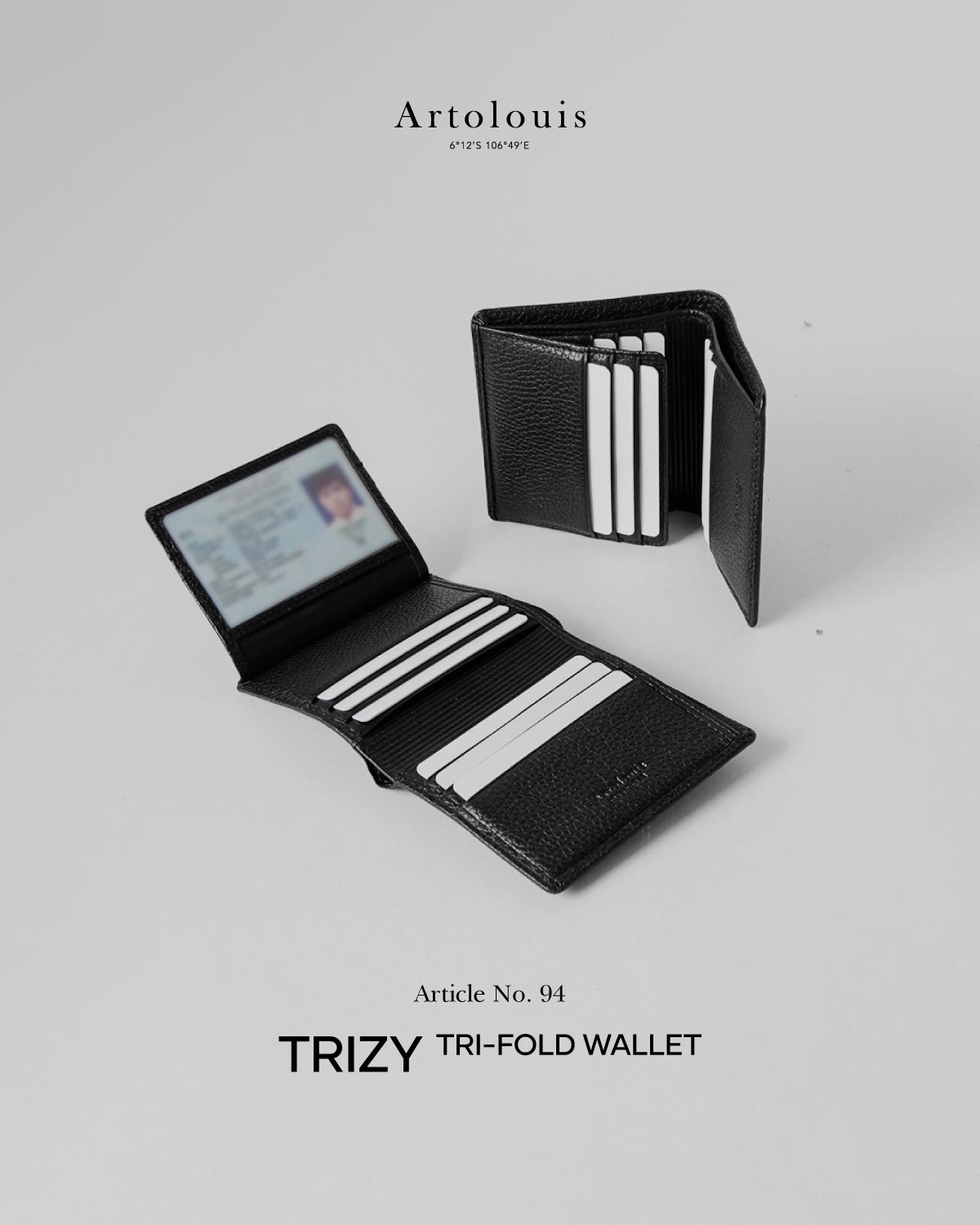 Artolouis Article No.94 - Trizy Tri-fold wallet (Black Leather)