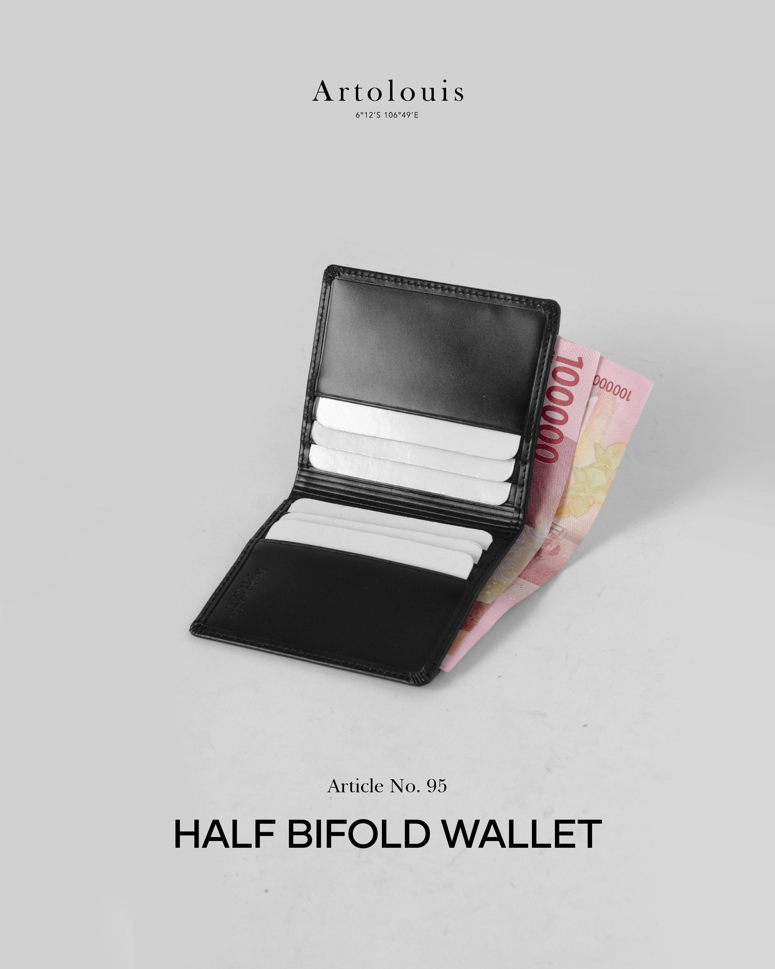 Artolouis Article No. 95-02 - Half Bifold Wallet (Black BullHide)