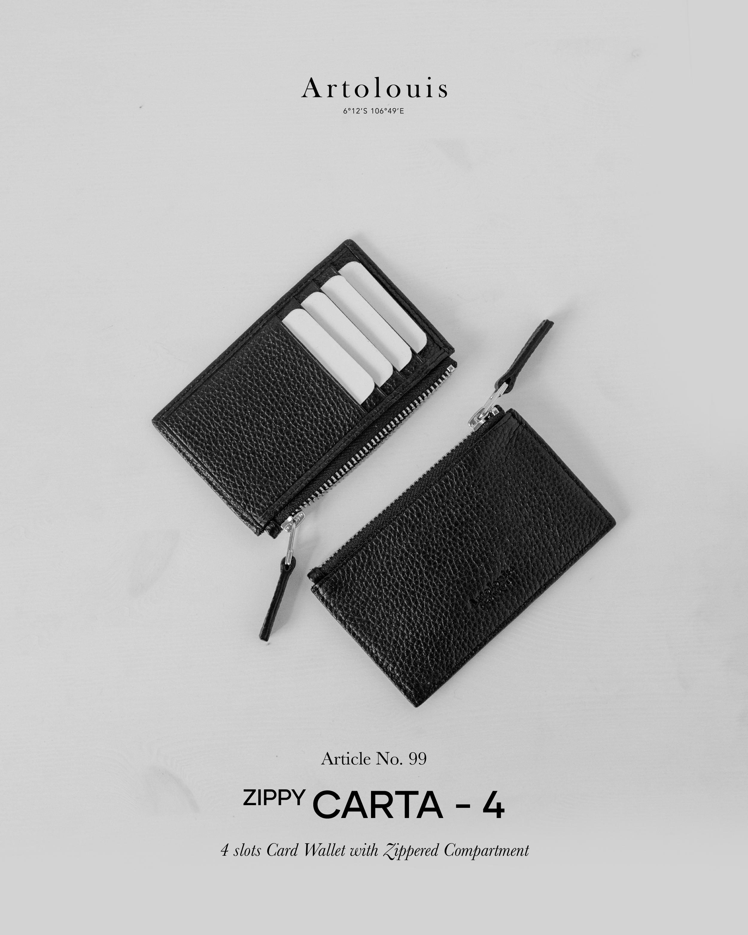 Artolouis no.99 - Zippy Carta 4 (Black Leather) card wallet