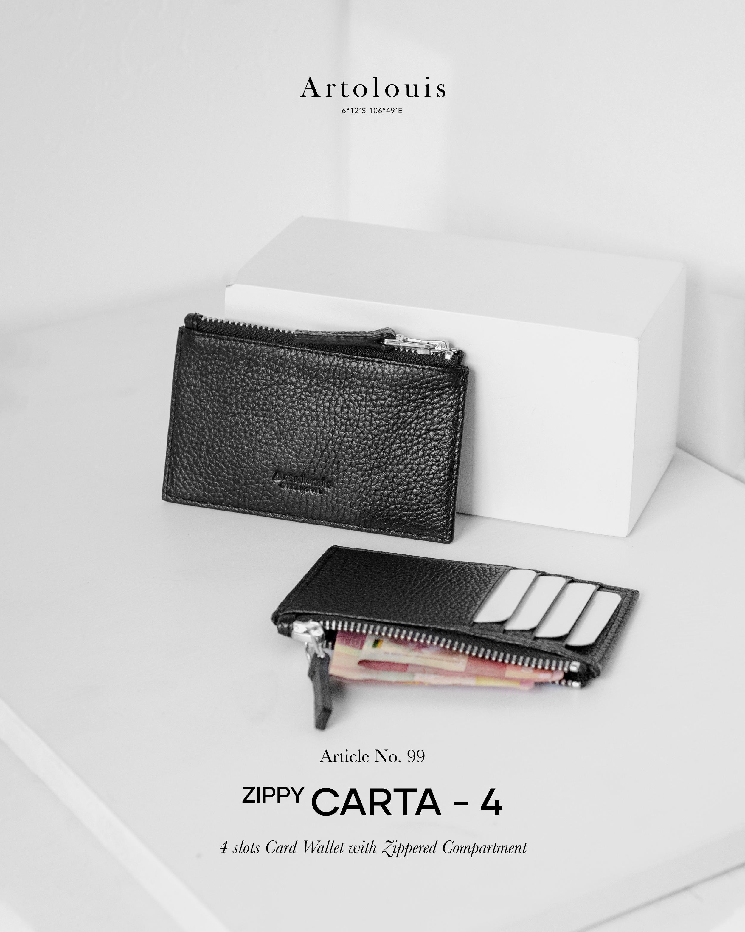 Artolouis no.99 - Zippy Carta 4 (Black Leather) card wallet