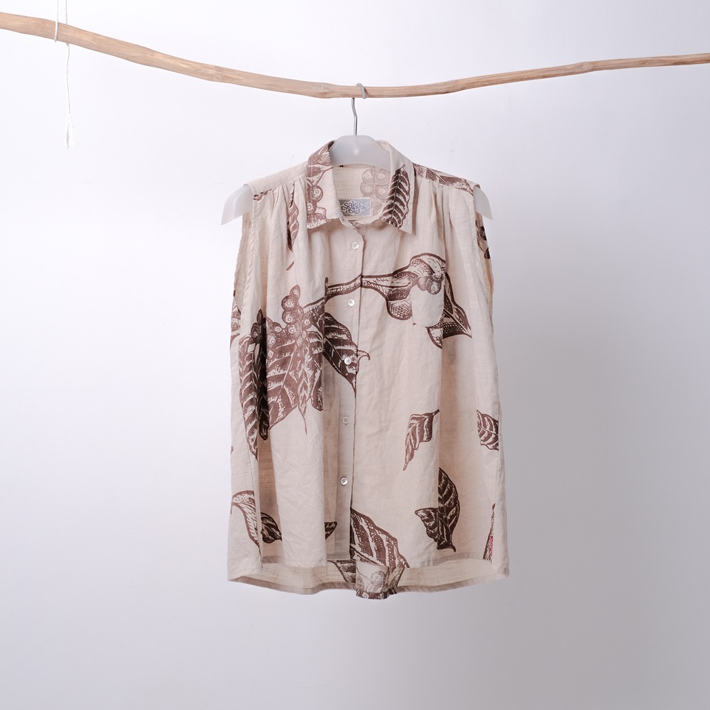 Coffee Sleeveless Shirt | Saka Asta