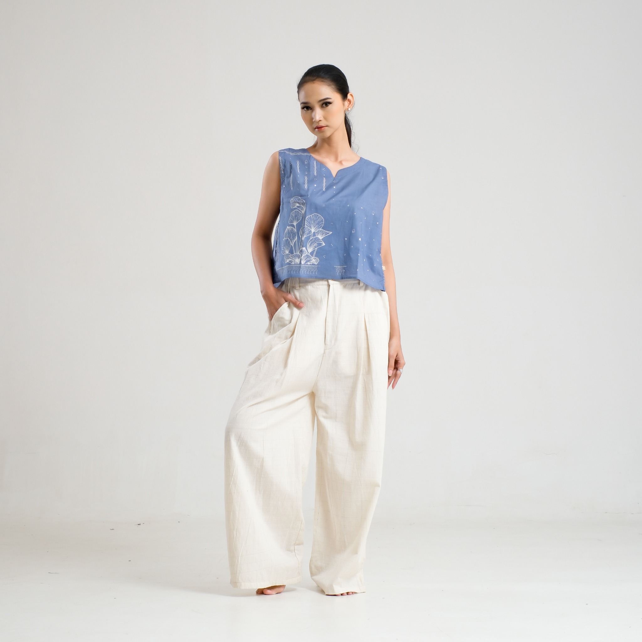 SAKA ASTA | TANK TOP ENCENG KOMBINASI INDIGO MUDA V3