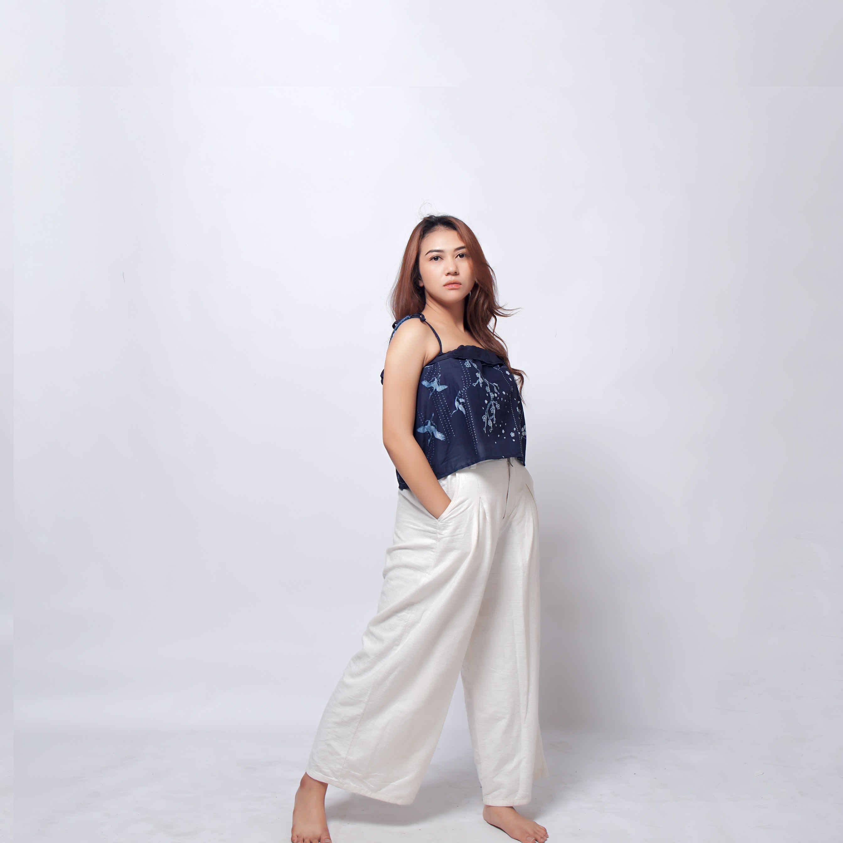 Crane Sakura Indigo Tank Top | Saka Asta