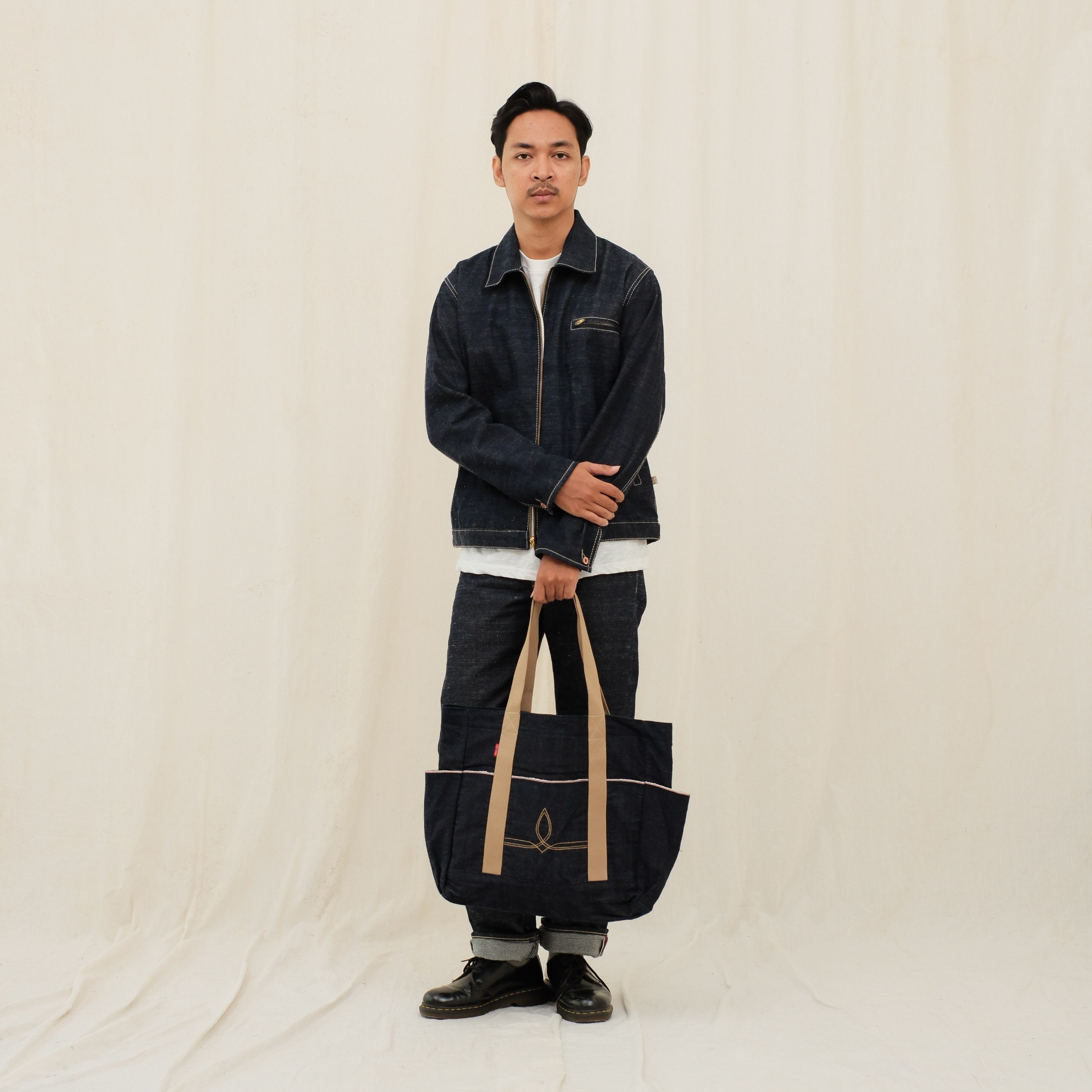 Craft Denim | Cream Handwoven Selvedge Denim Tote Bag