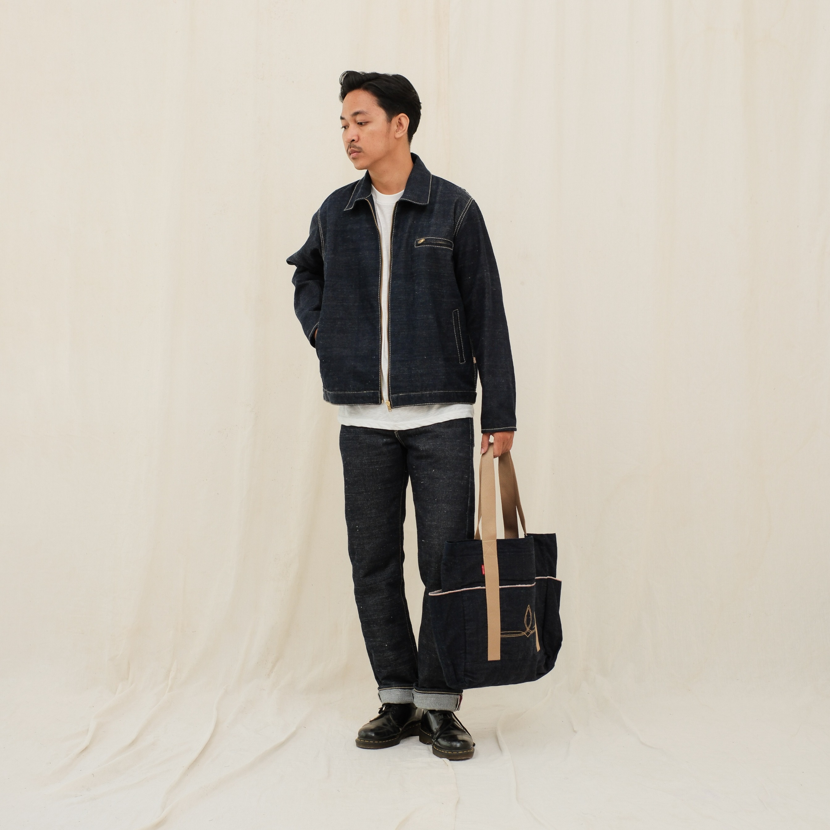 Craft Denim | Cream Handwoven Selvedge Denim Tote Bag