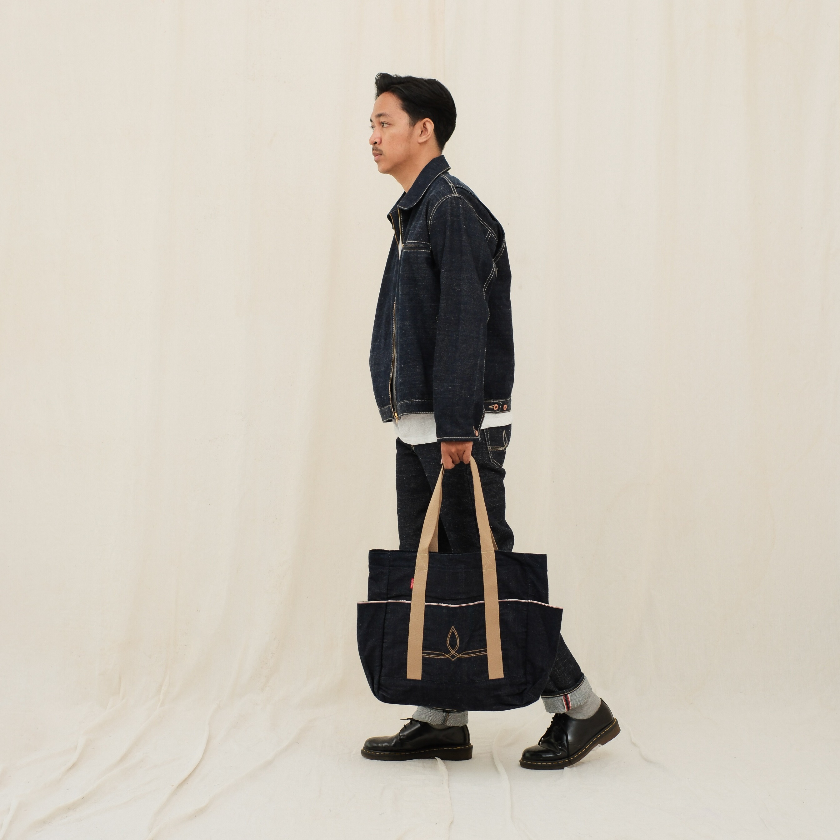 Craft Denim | Cream Handwoven Selvedge Denim Tote Bag