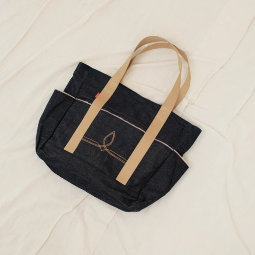 Image of Craft Denim | Cream Handwoven Selvedge Denim Tote Bag