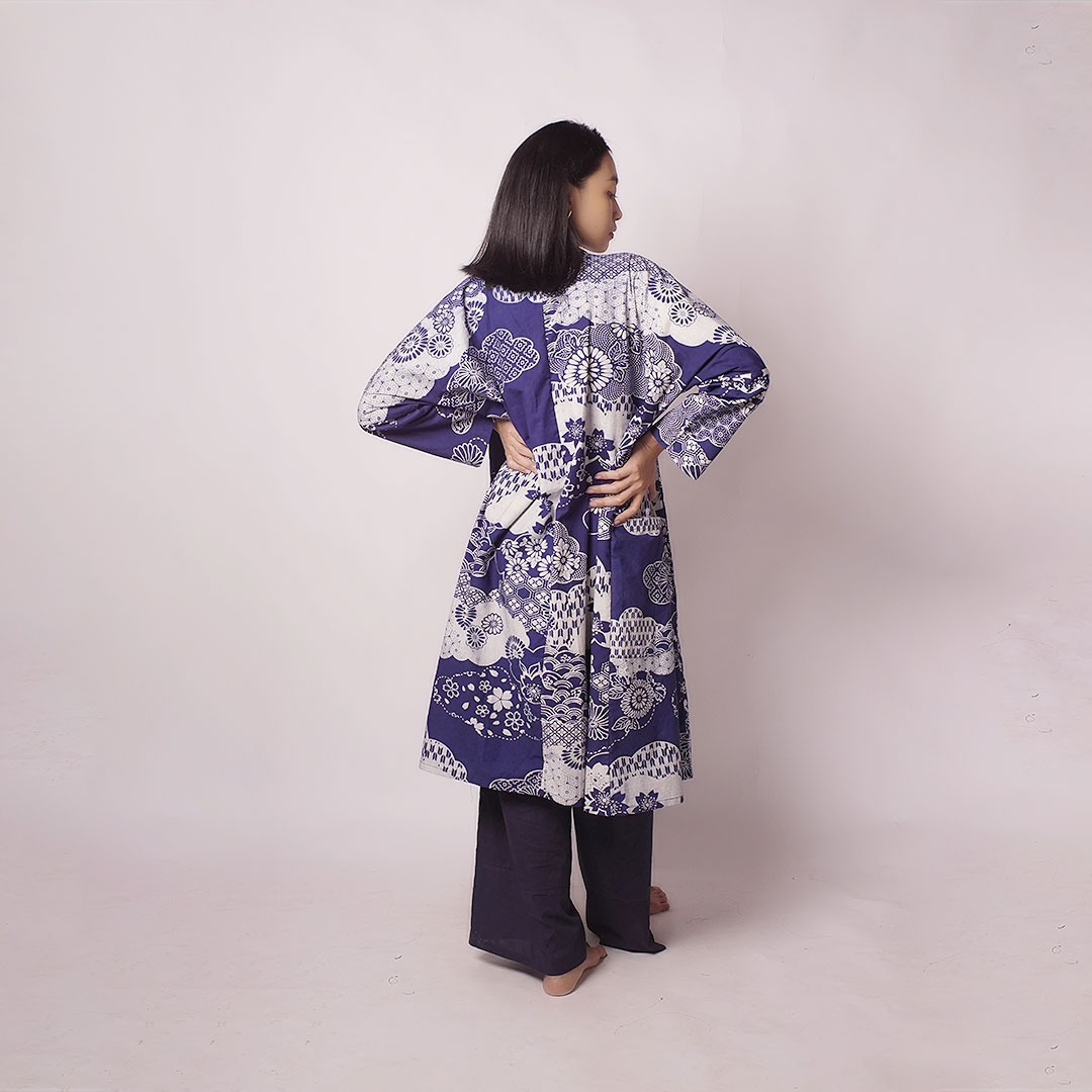 Ruang Langit Indigo Long Kimono Outer | Saka Asta
