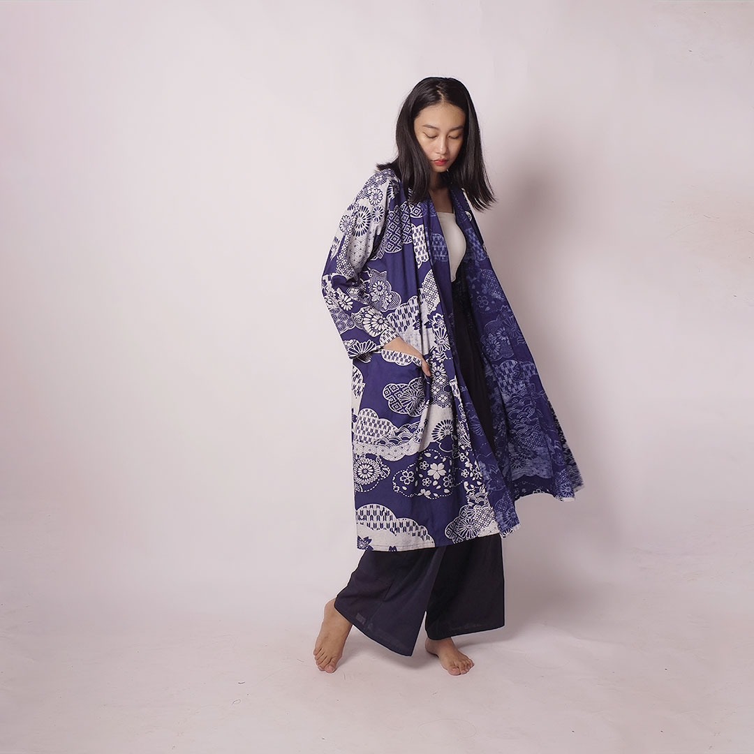 Ruang Langit Indigo Long Kimono Outer | Saka Asta