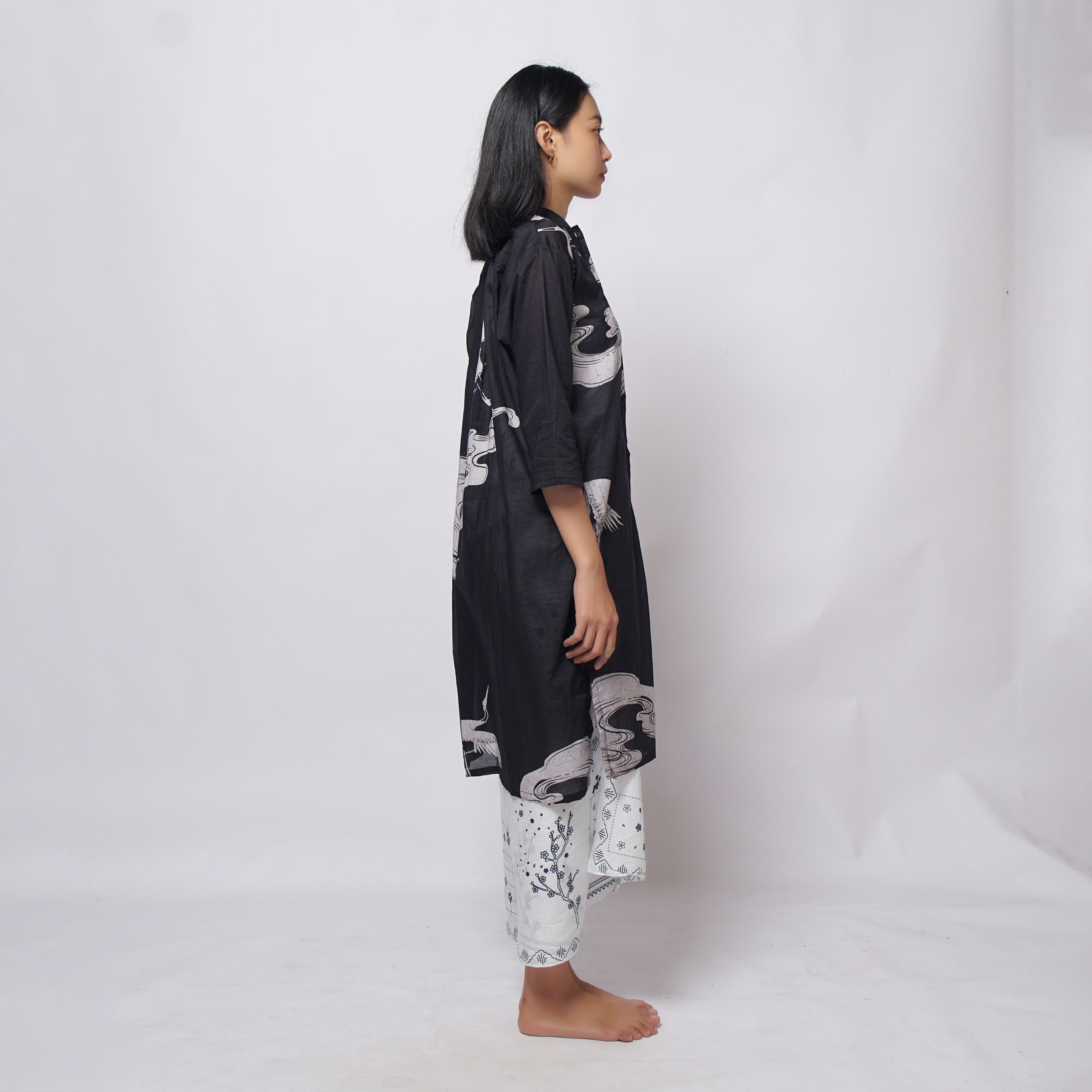 Night Crane Black Tunic | Saka Asta