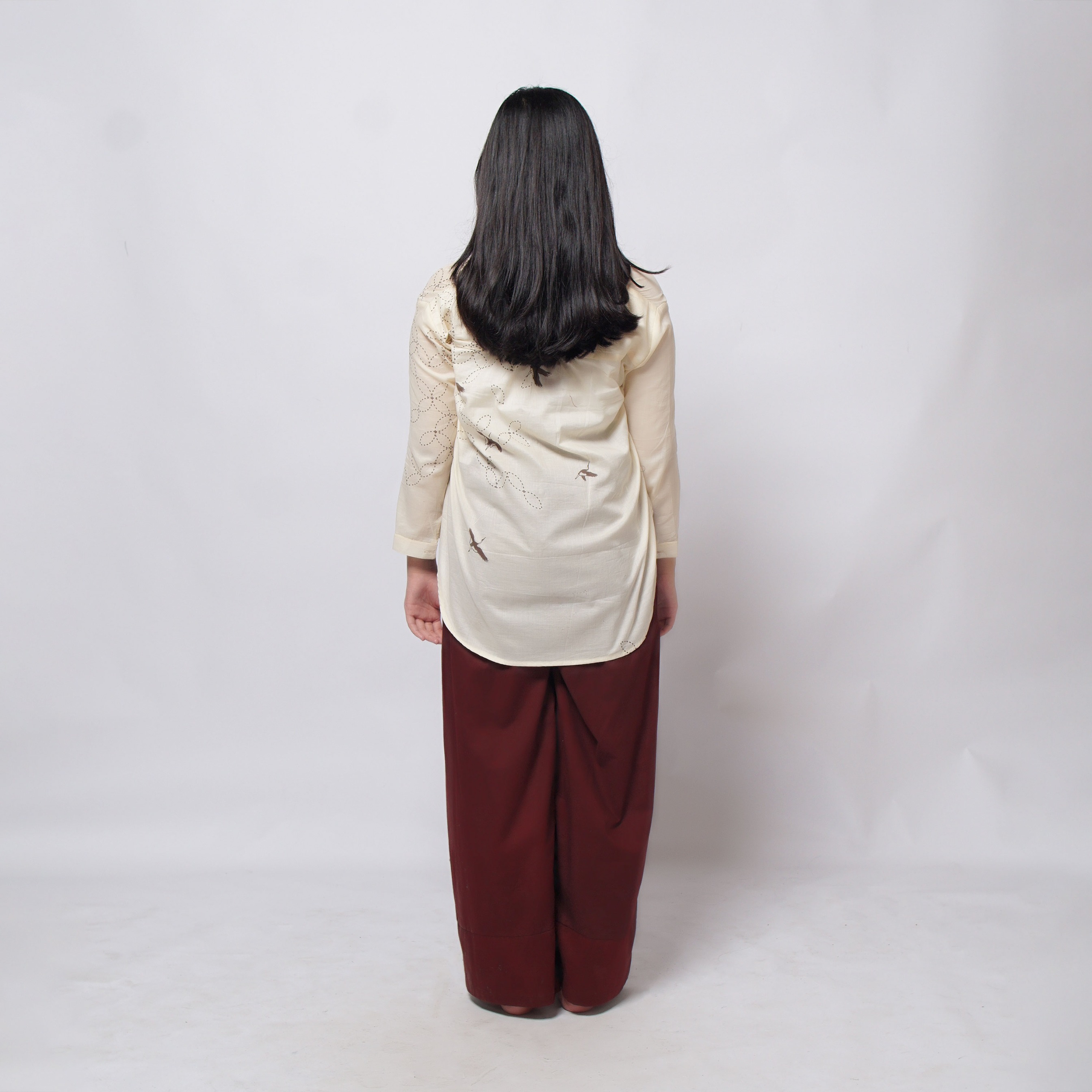 Crane Kawung Coffee Women Shirt | Saka Asta