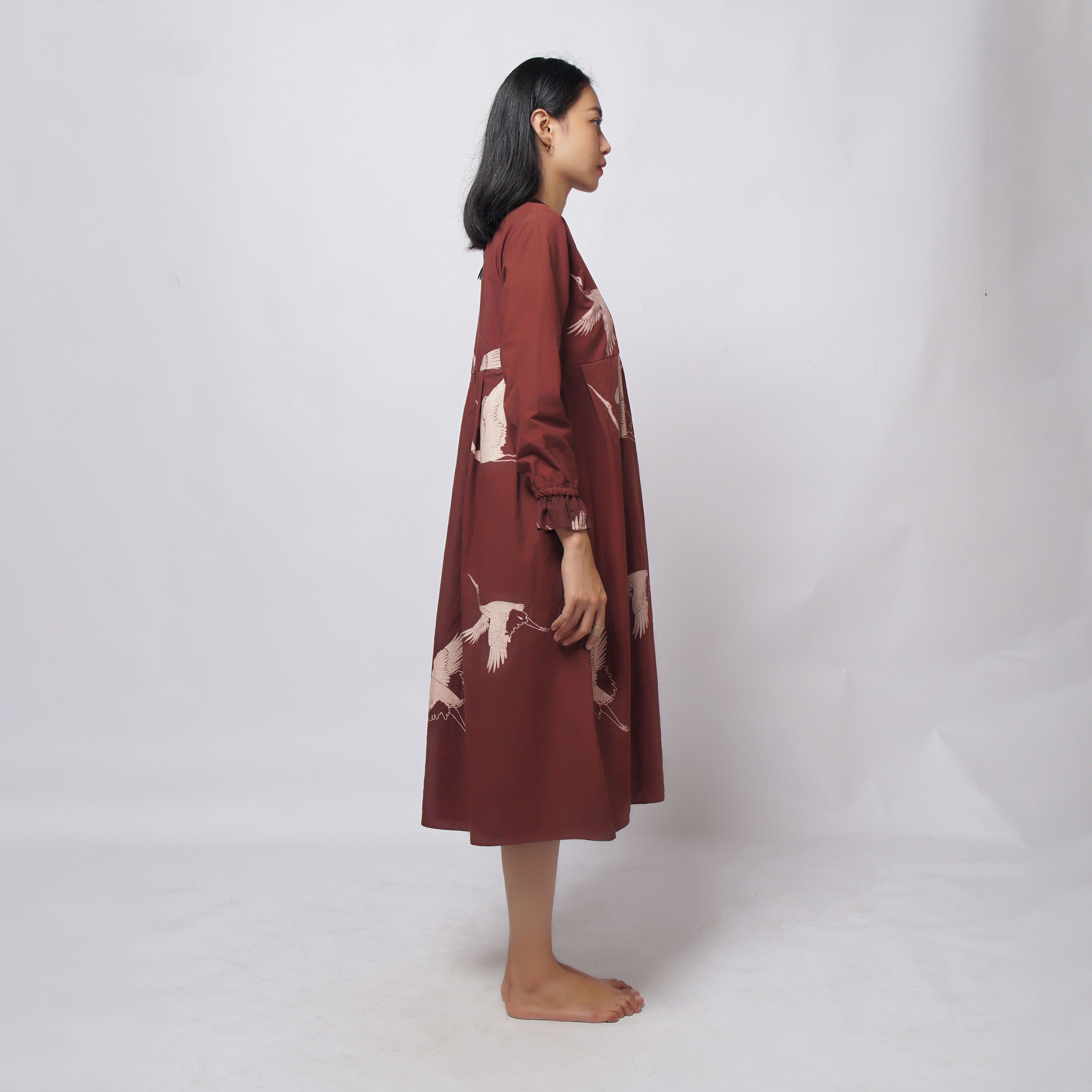 Crane Maroon Dress | Saka Asta