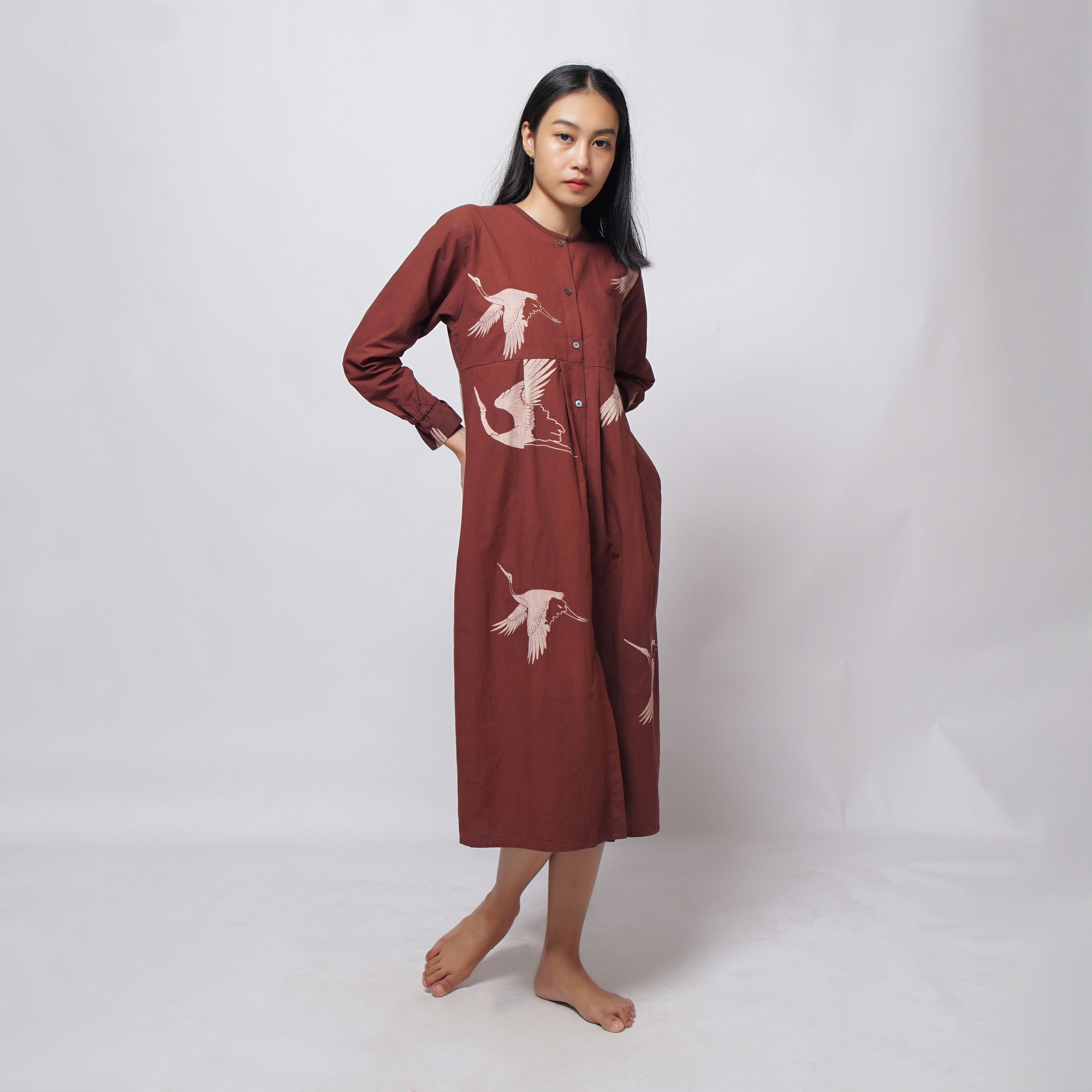 Crane Maroon Dress | Saka Asta