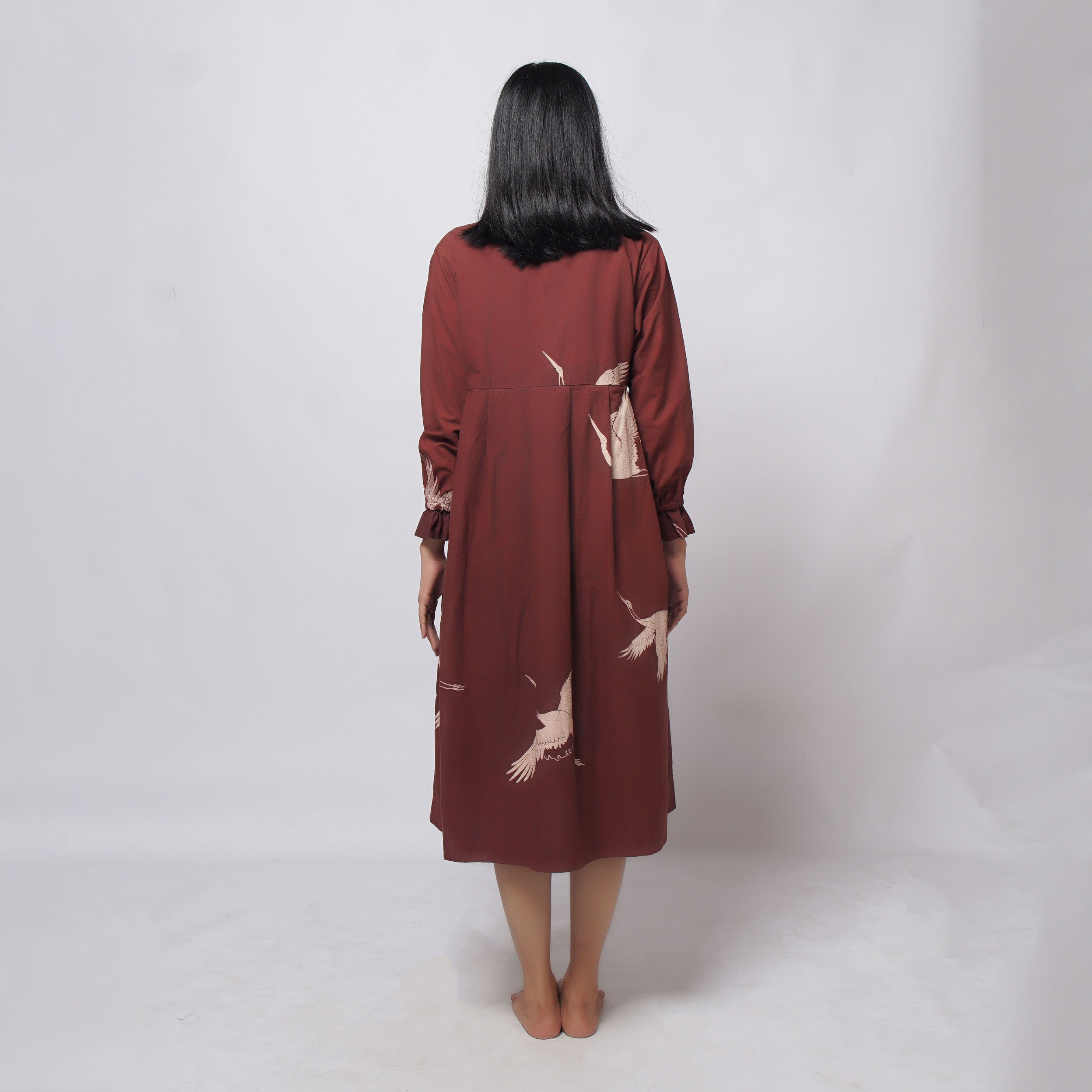 Crane Maroon Dress | Saka Asta