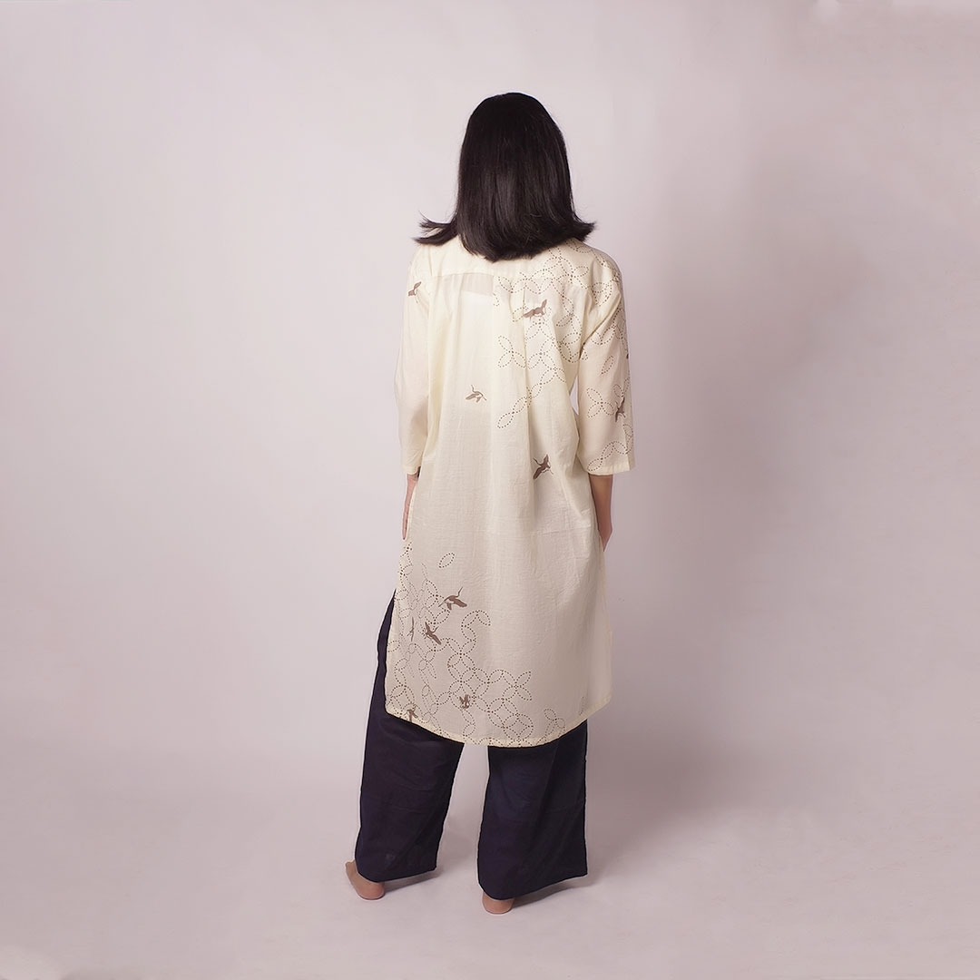 Crane Kawung Coffee Tunic | Saka Asta