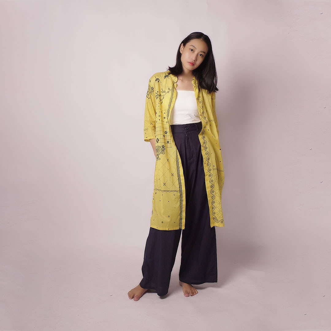 Crane Sakura Gold Tunic | Saka Asta