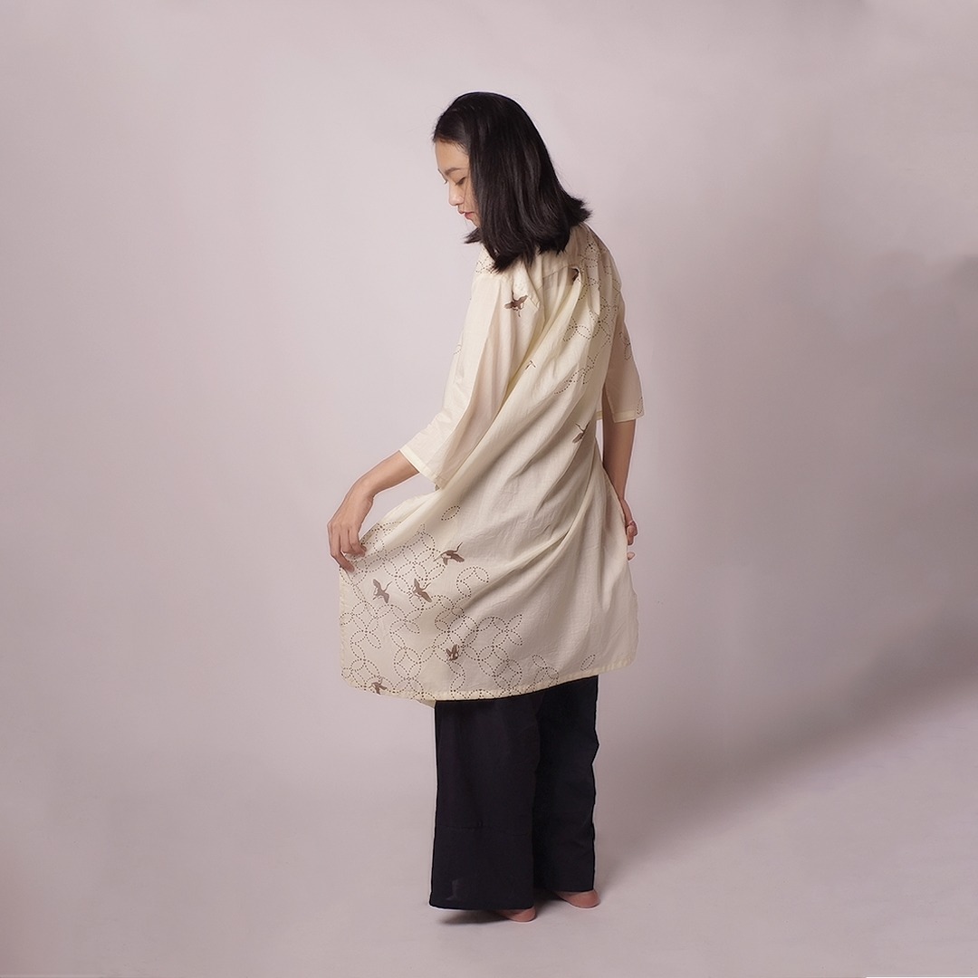 Crane Kawung Coffee Tunic | Saka Asta
