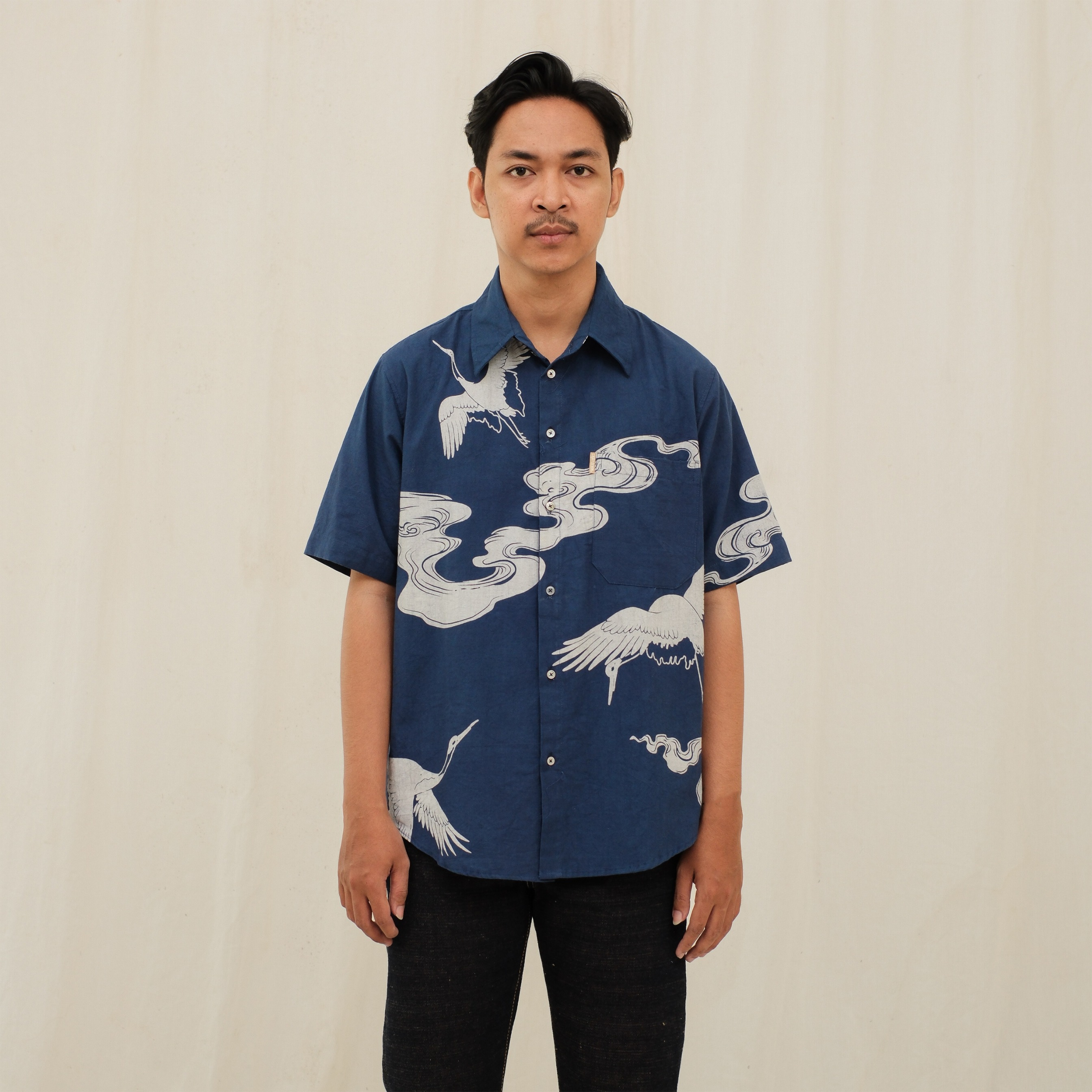 CRAFT DENIM | SHORT SLEEVE NIGHT CRANE SHIRT