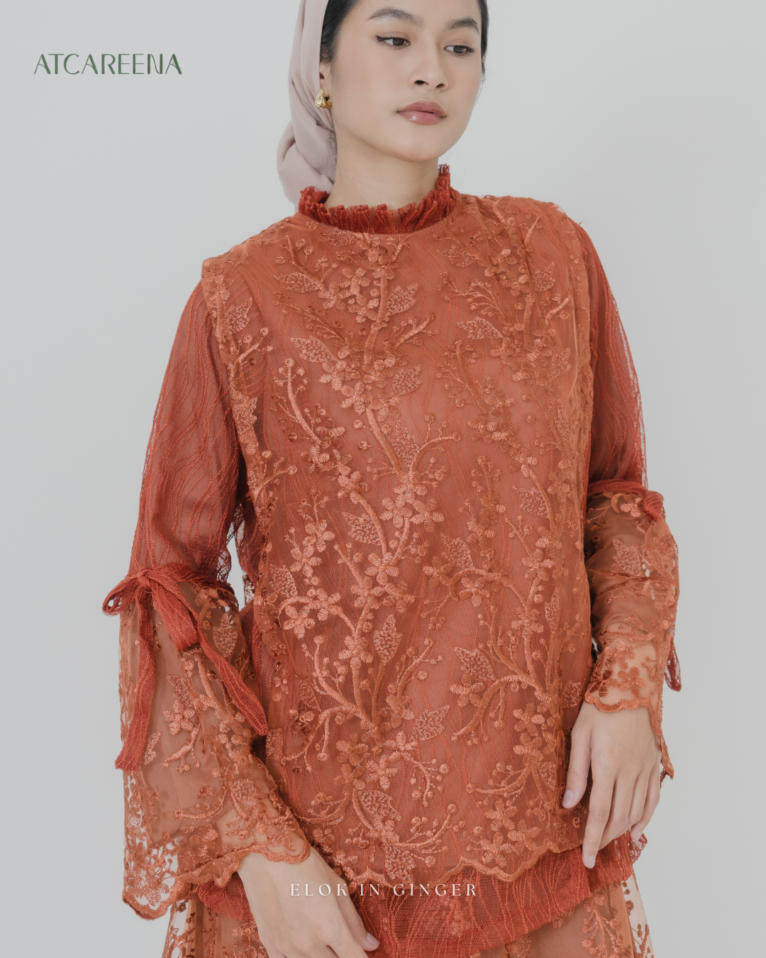 Elok Oneset Dress Brukat - Setelan wanita muslim